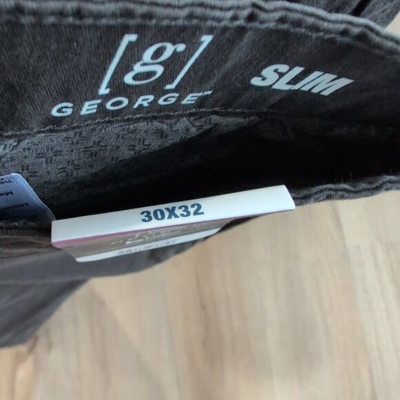 NWT George Slim Fit 30X32 Men's Casual Chinos Black Soot - Picture 2 of 6